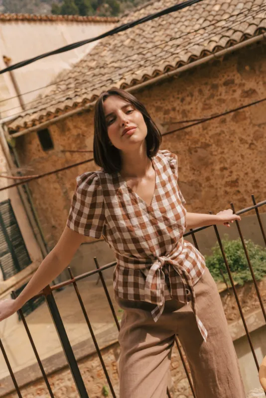 Elisa Wrap Linen Top sold by Ivalo.com