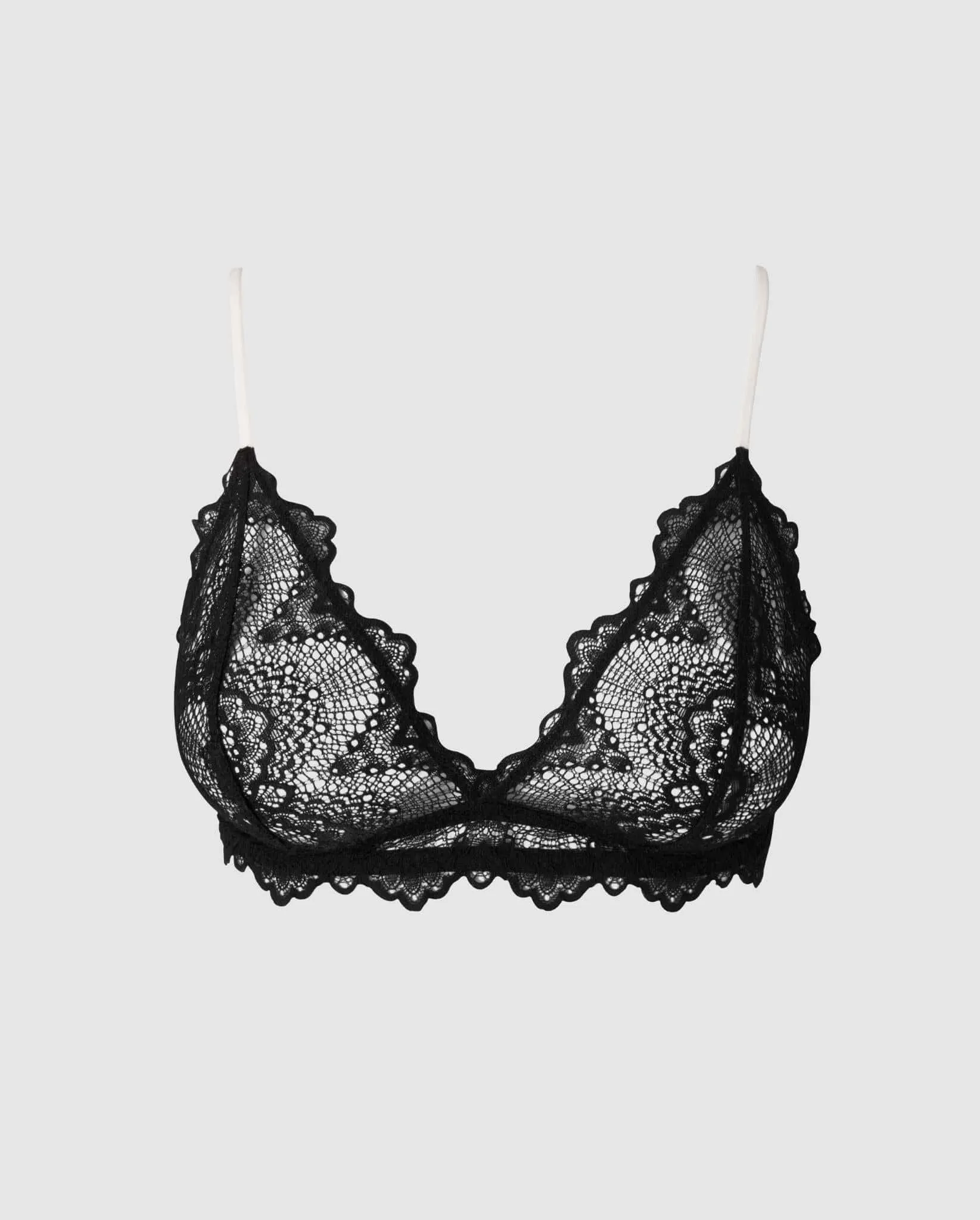 Lace Triangle Bralette Black/White sold by Ivalo.com