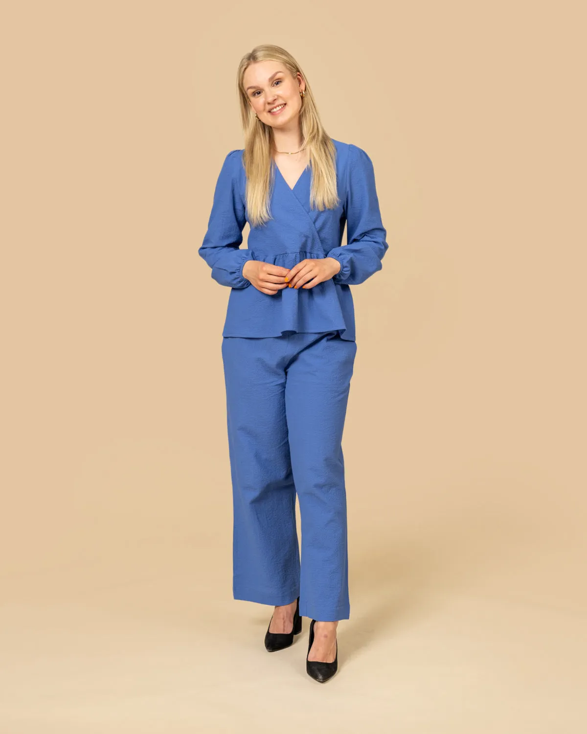 Textured Trousers Blue sold by Ivalo.com