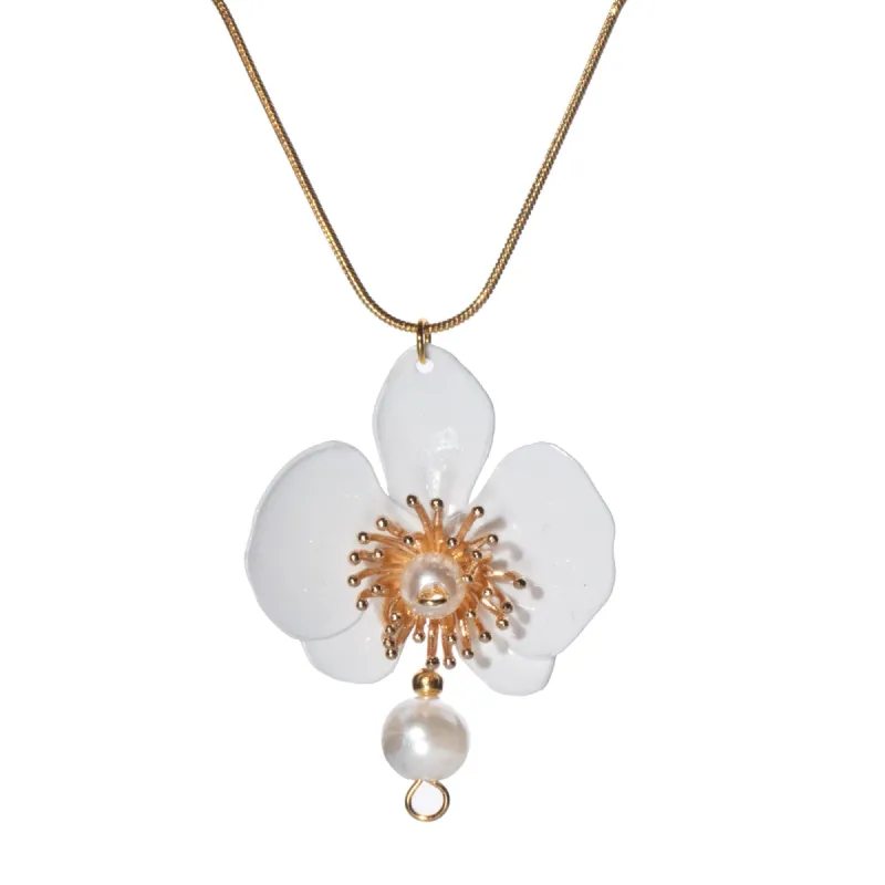 Butterfly Orchid Pearl Necklace White sold by Ivalo.com