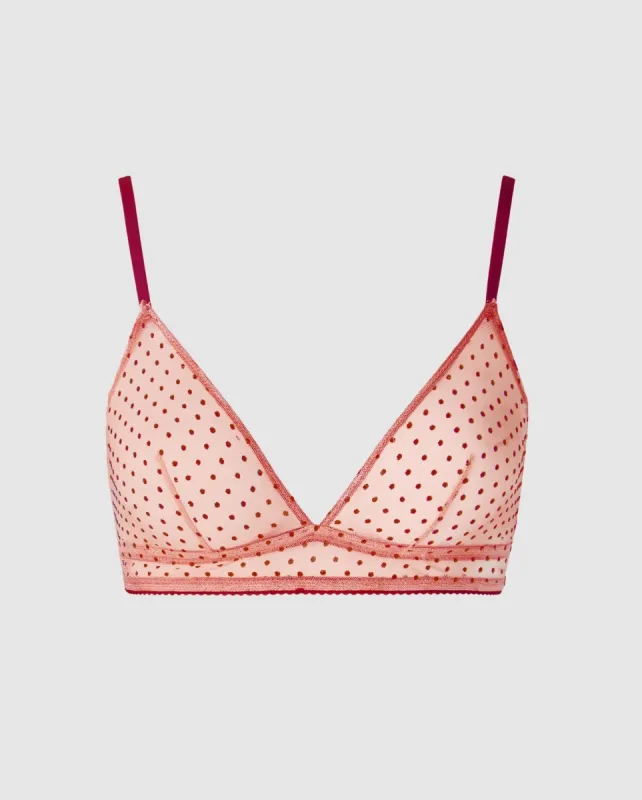 Mesh Triangle Bralette Pale Pink/Burgundy sold by Ivalo.com