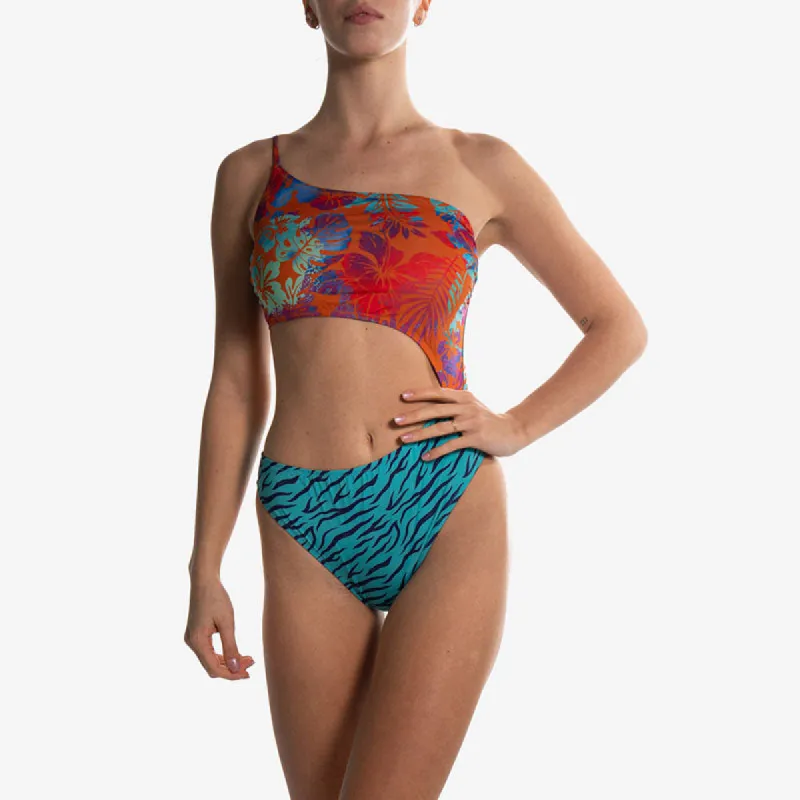 One Piece Swimsuit Orange Flower Blue Tiger sold by Ivalo.com