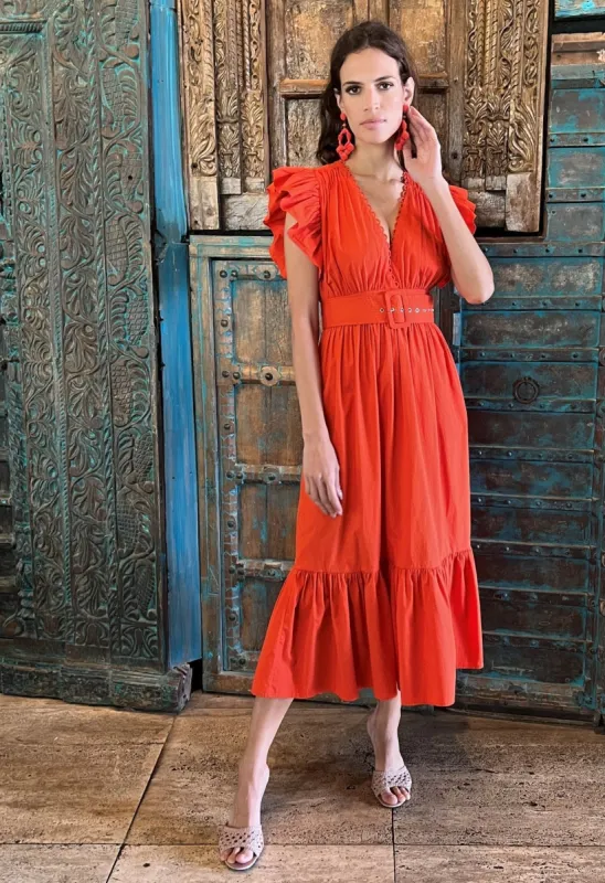 Paradise Cove Midi Dress Mandarin Orange sold by Ivalo.com
