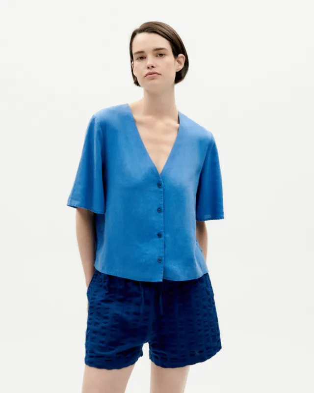 Libelula Hemp Blouse Blue made by Ivalo.com