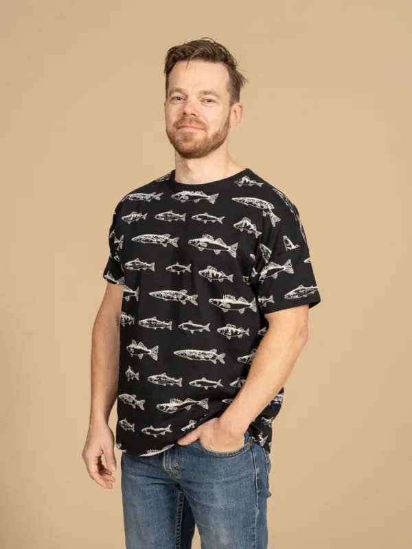 Fish Print T-Shirt Black sold by Ivalo.com