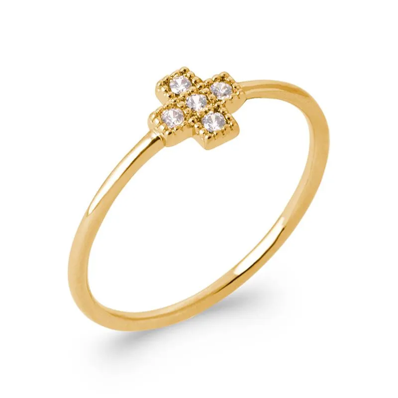 Cross Zirconia Ring Gold sold by Ivalo.com