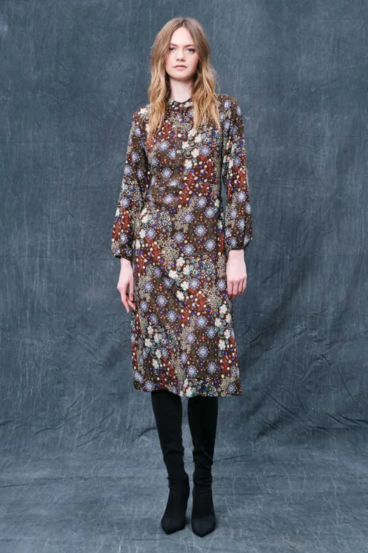 Floral Long Sleeved Midi Dress sold by Ivalo.com