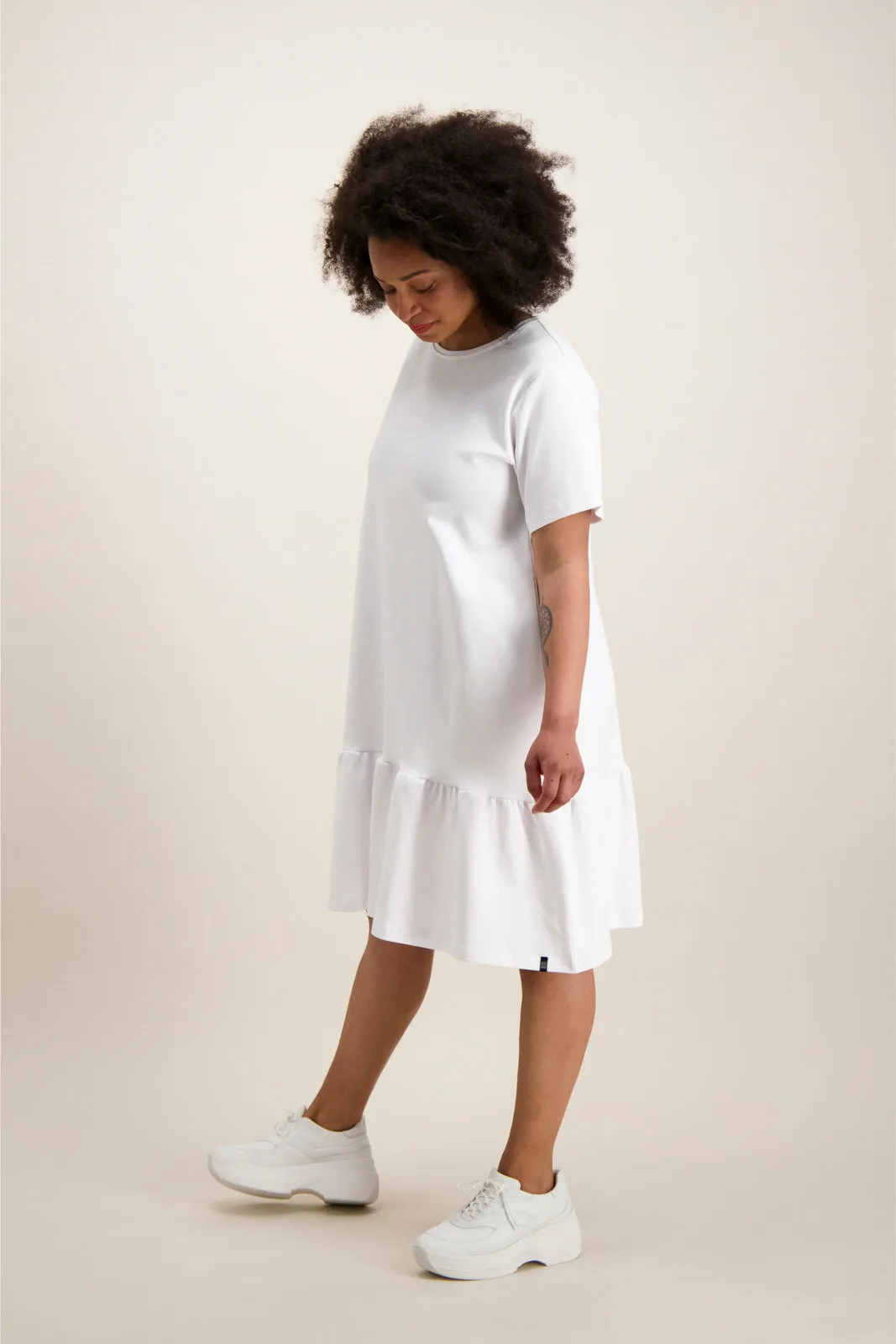 Ruffle T-Shirt Dress White sold by Ivalo.com product image thumbnail 3