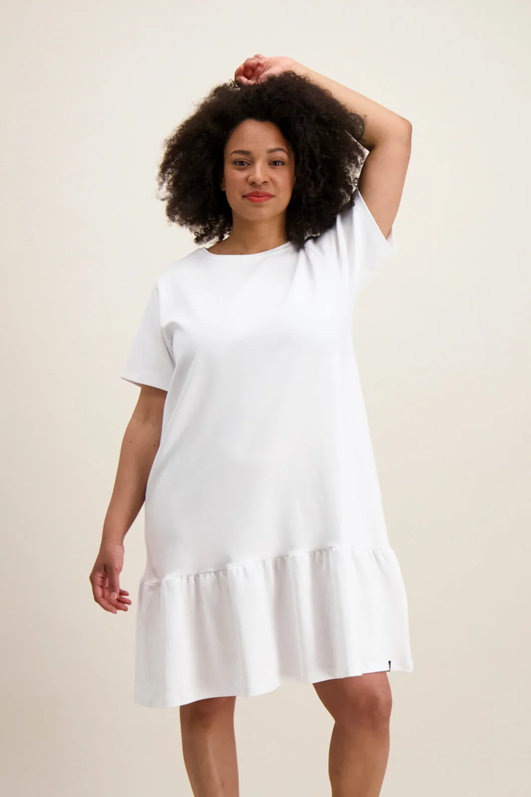 Ruffle T-Shirt Dress White sold by Ivalo.com