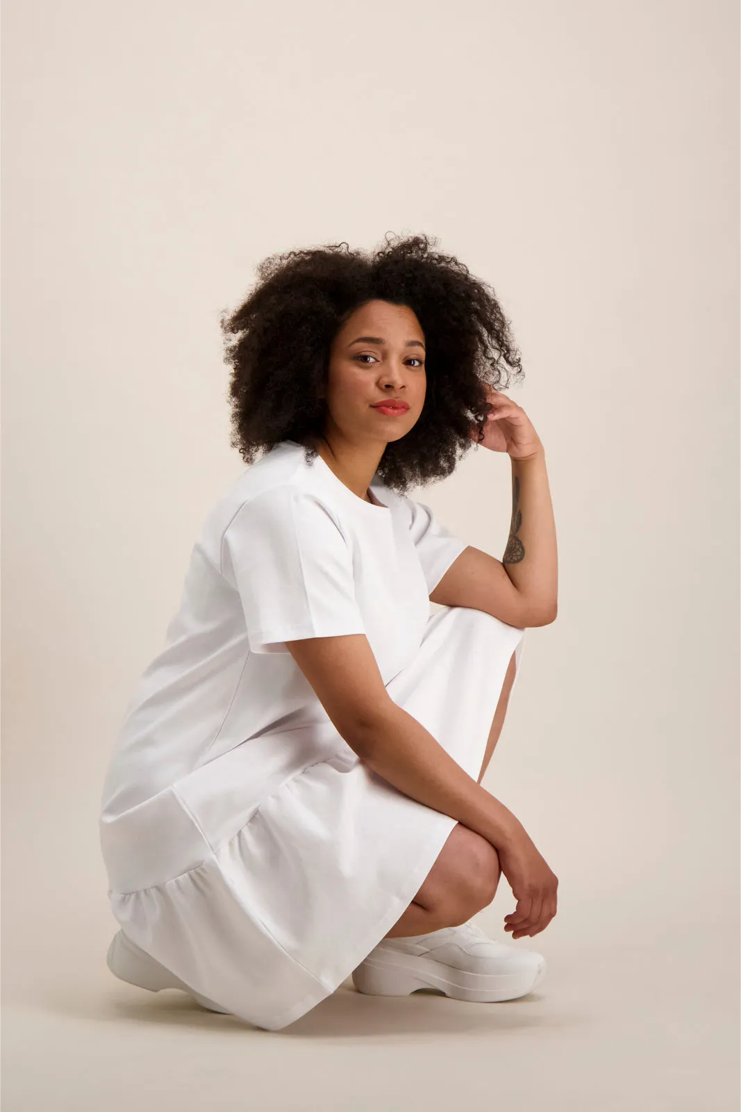 Ruffle T-Shirt Dress White sold by Ivalo.com product image thumbnail 2