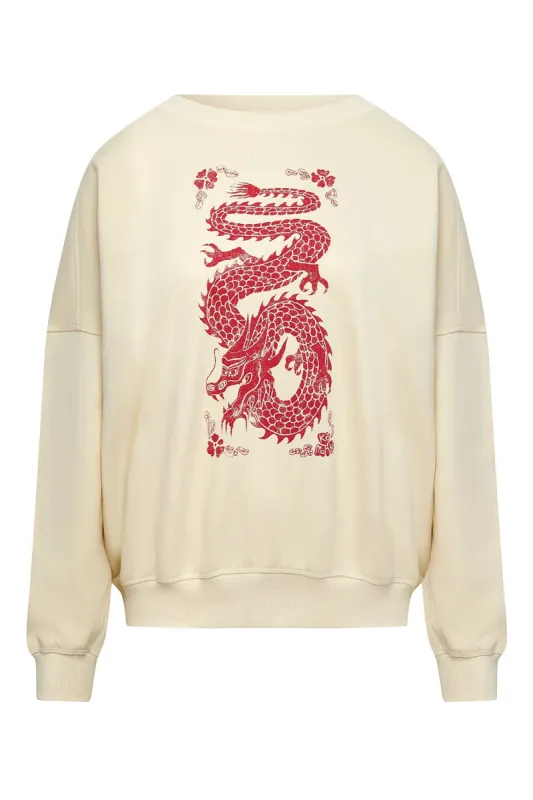Dragon Print Sweatshirt White sold by Ivalo.com