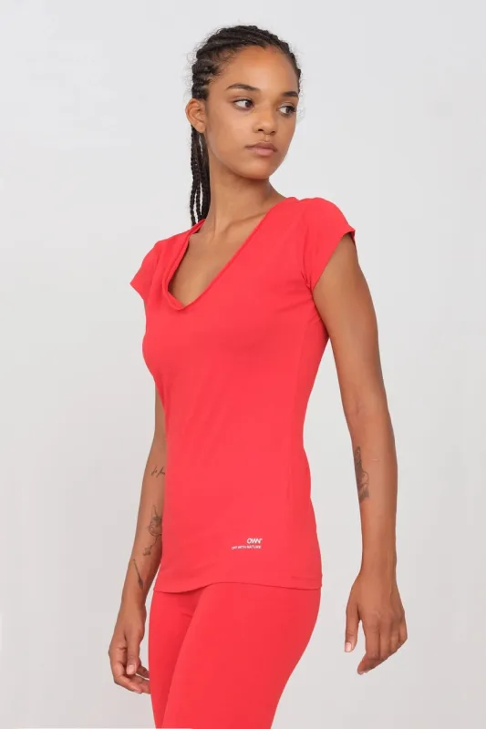 Women's Soft V-Neck T-Shirt Red sold by Ivalo.com