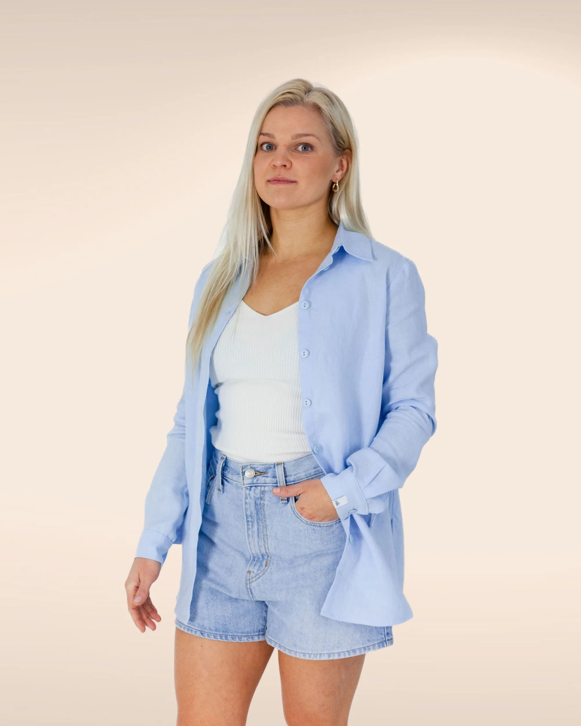 Chloe Linen Shirt Sky Blue sold by Ivalo.com