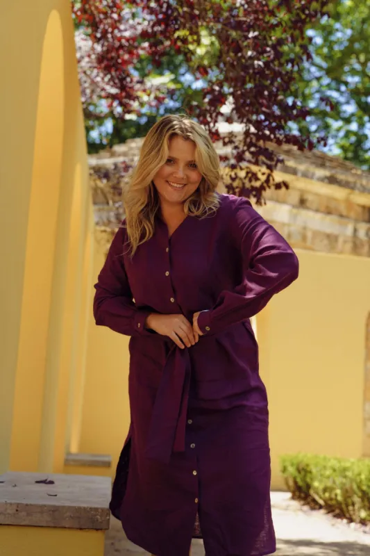 Chloe Linen Dress Royal Violet sold by Ivalo.com