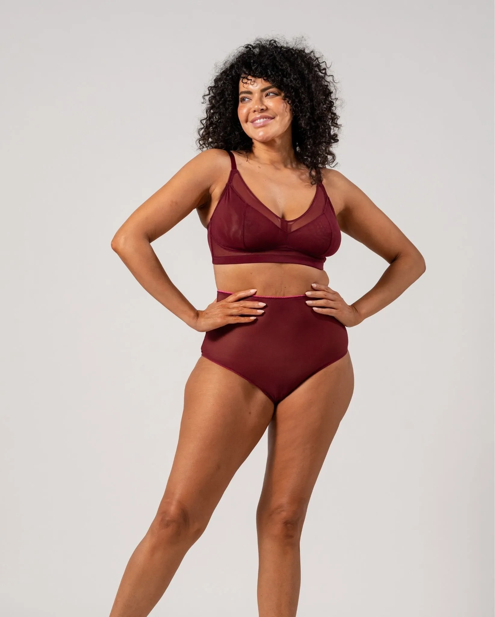 Mesh Highwaist Briefs Burgundy/Neon Pink sold by Ivalo.com product image thumbnail 5