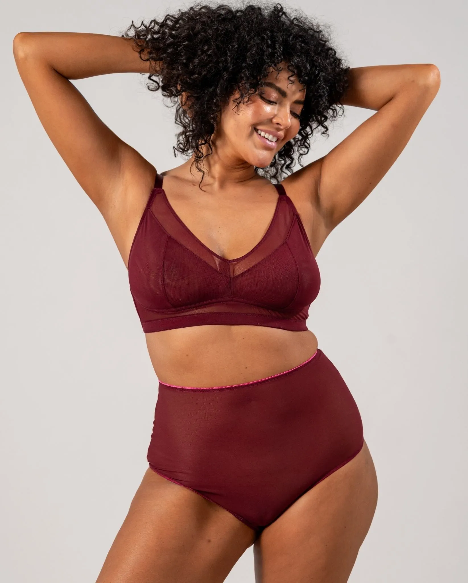 Mesh Highwaist Briefs Burgundy/Neon Pink sold by Ivalo.com product image thumbnail 4