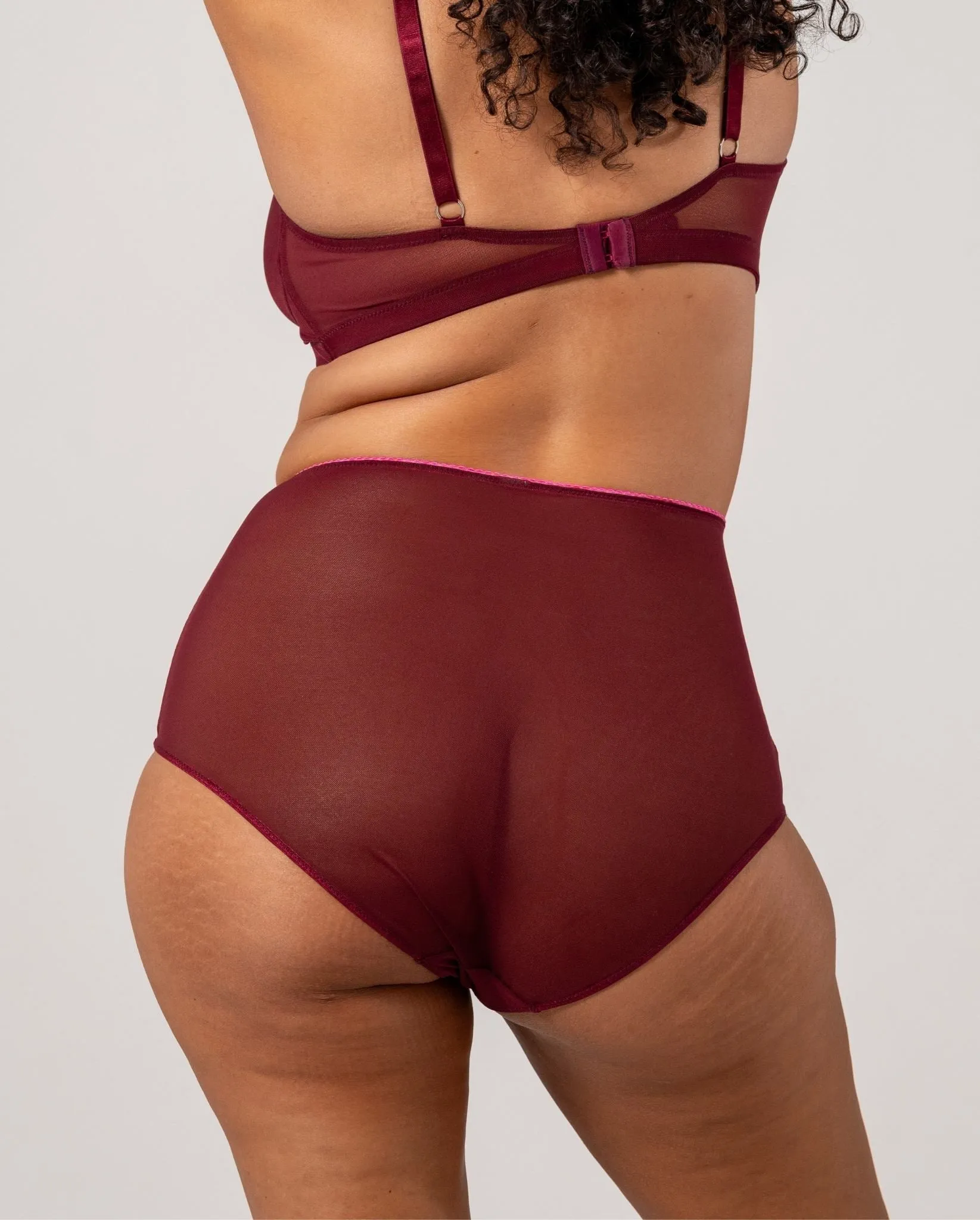 Mesh Highwaist Briefs Burgundy/Neon Pink sold by Ivalo.com product image thumbnail 2