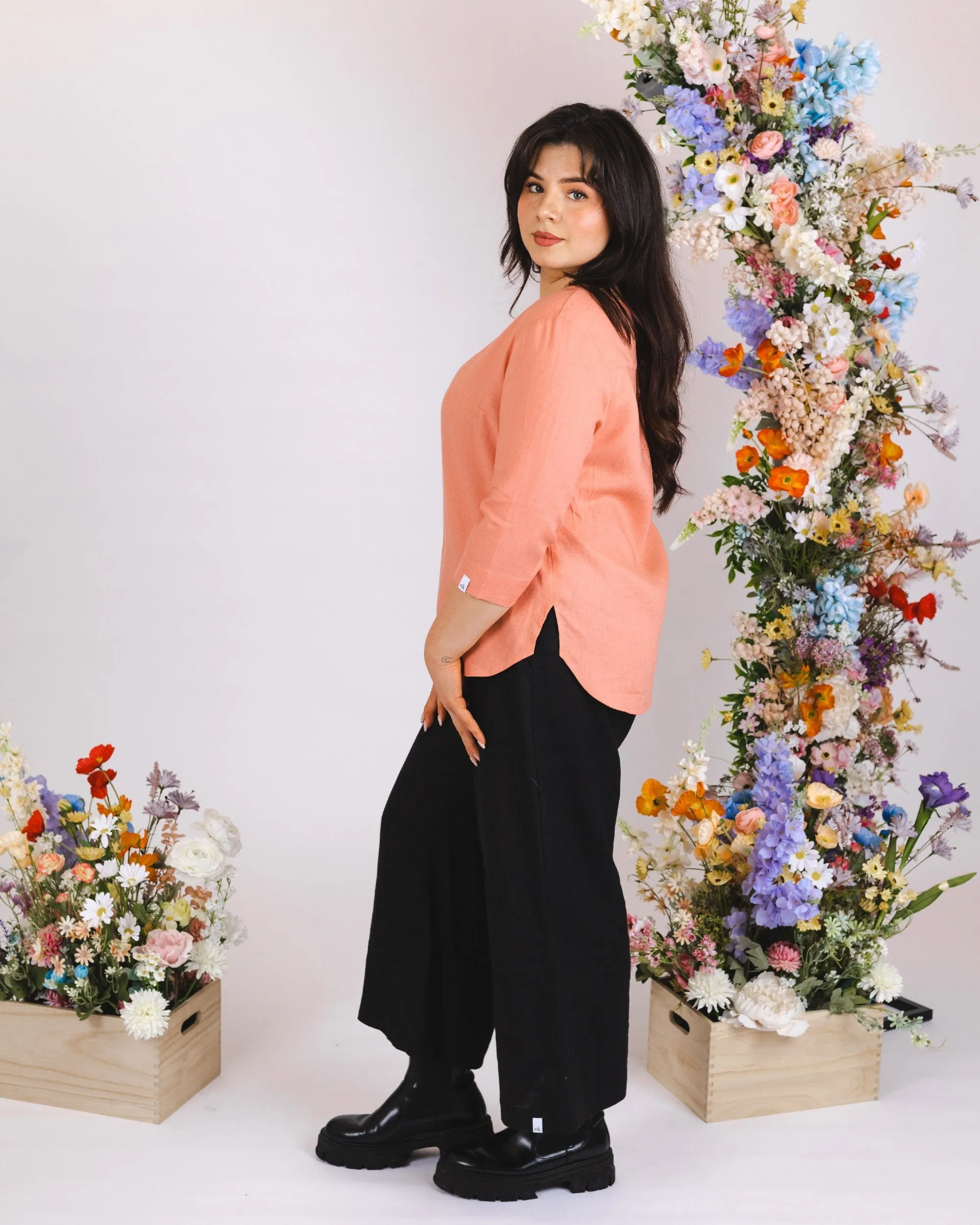 Classic Linen Blouse Papaya Orange sold by Ivalo.com product image thumbnail 3