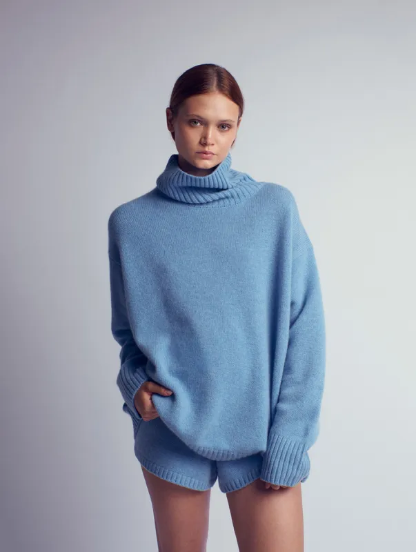 Ada Cashmere Knitted Turtleneck Sweater Blue sold by Ivalo.com