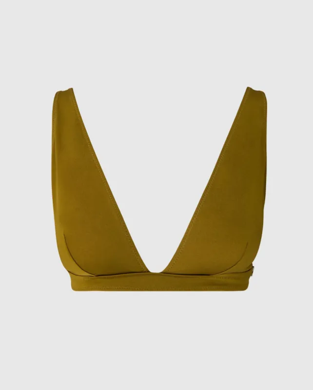 Plunge Bikini Top Olive sold by Ivalo.com