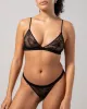 Floral Lace Satin Thong Black sold by Ivalo.com