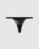 Floral Lace Satin Thong Black sold by Ivalo.com