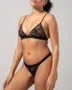 Floral Lace Satin Thong Black sold by Ivalo.com