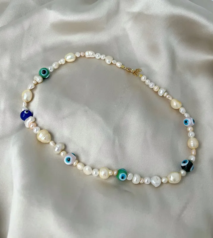 Evil Eye Pearls Necklace sold by Ivalo.com