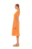 Eyelet Embroidery Scallop Trim Midi Linen Dress Orange sold by Ivalo.com