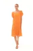 Eyelet Embroidery Scallop Trim Midi Linen Dress Orange sold by Ivalo.com