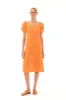 Eyelet Embroidery Scallop Trim Midi Linen Dress Orange sold by Ivalo.com