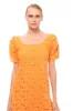 Eyelet Embroidery Scallop Trim Midi Linen Dress Orange sold by Ivalo.com