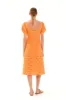 Eyelet Embroidery Scallop Trim Midi Linen Dress Orange sold by Ivalo.com