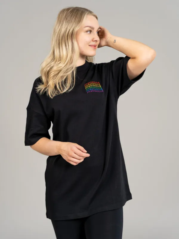 Boxy Long Rainbow T-Shirt Black sold by Ivalo.com