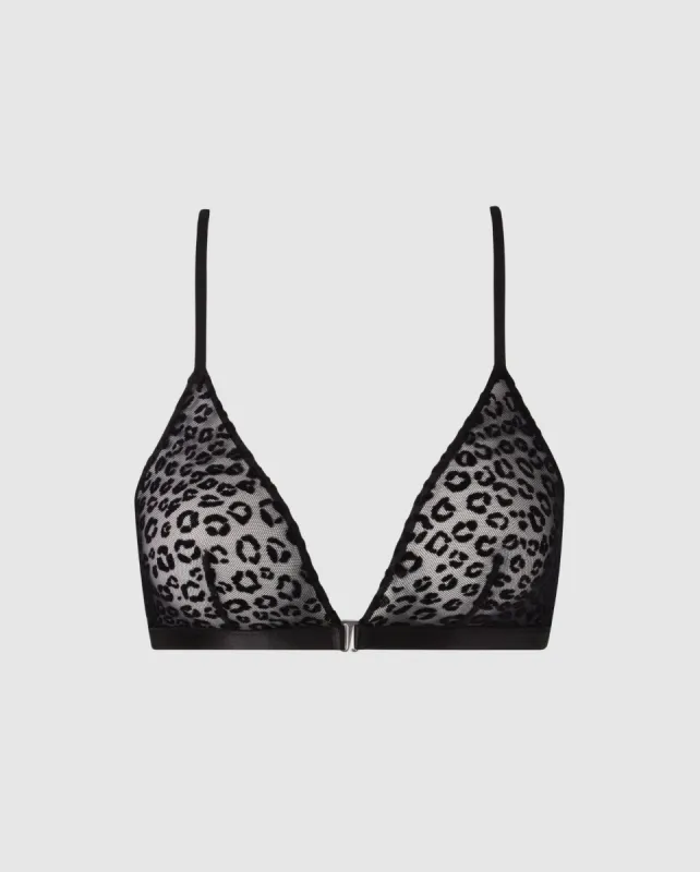 Mesh Raceback Triangle Bralette Black Leopard sold by Ivalo.com