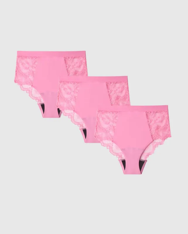 Medium Flow Lace Period Underpants 3-Pack Pink sold by Ivalo.com