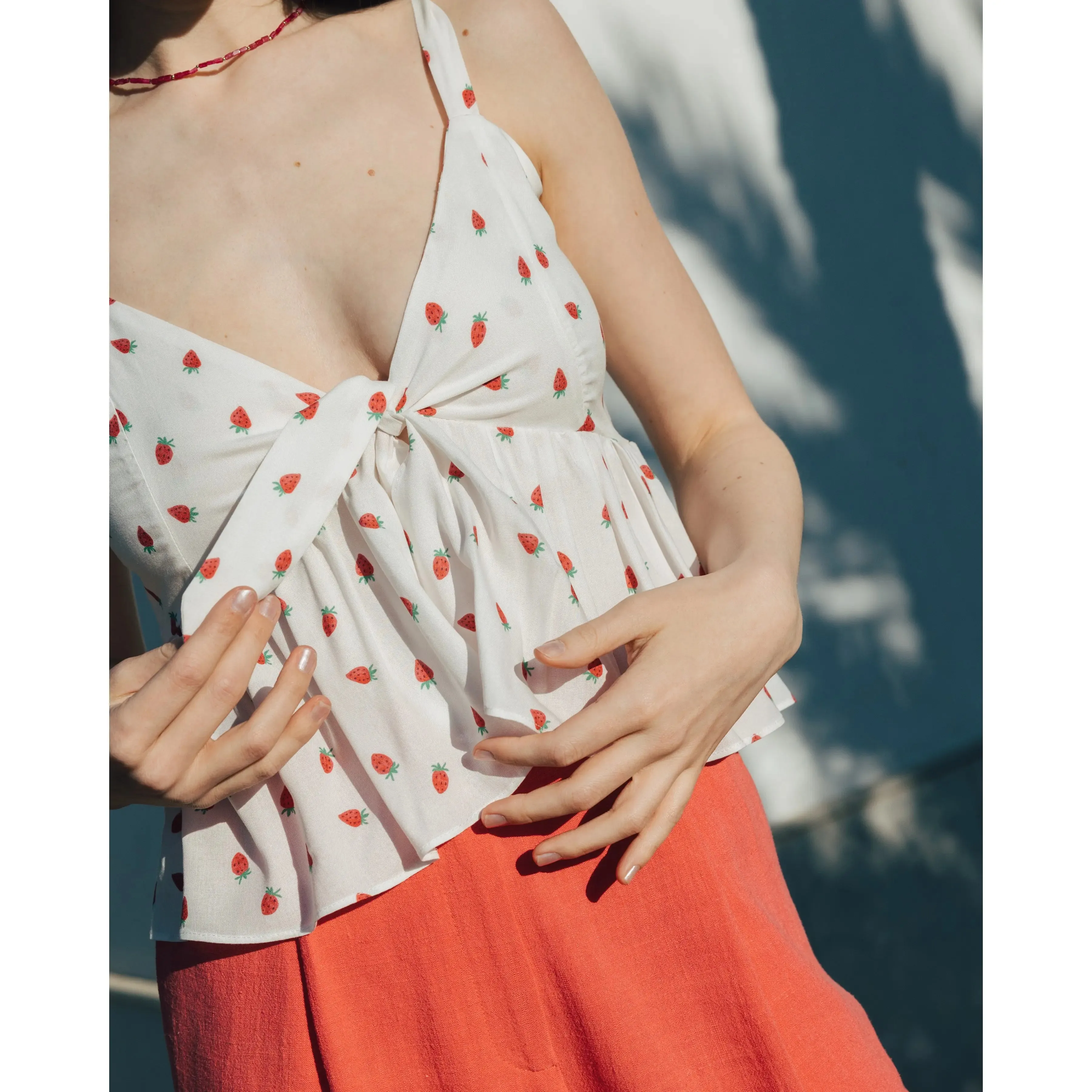 Strawberry Print Cocktail Top White sold by Ivalo.com product image thumbnail 3