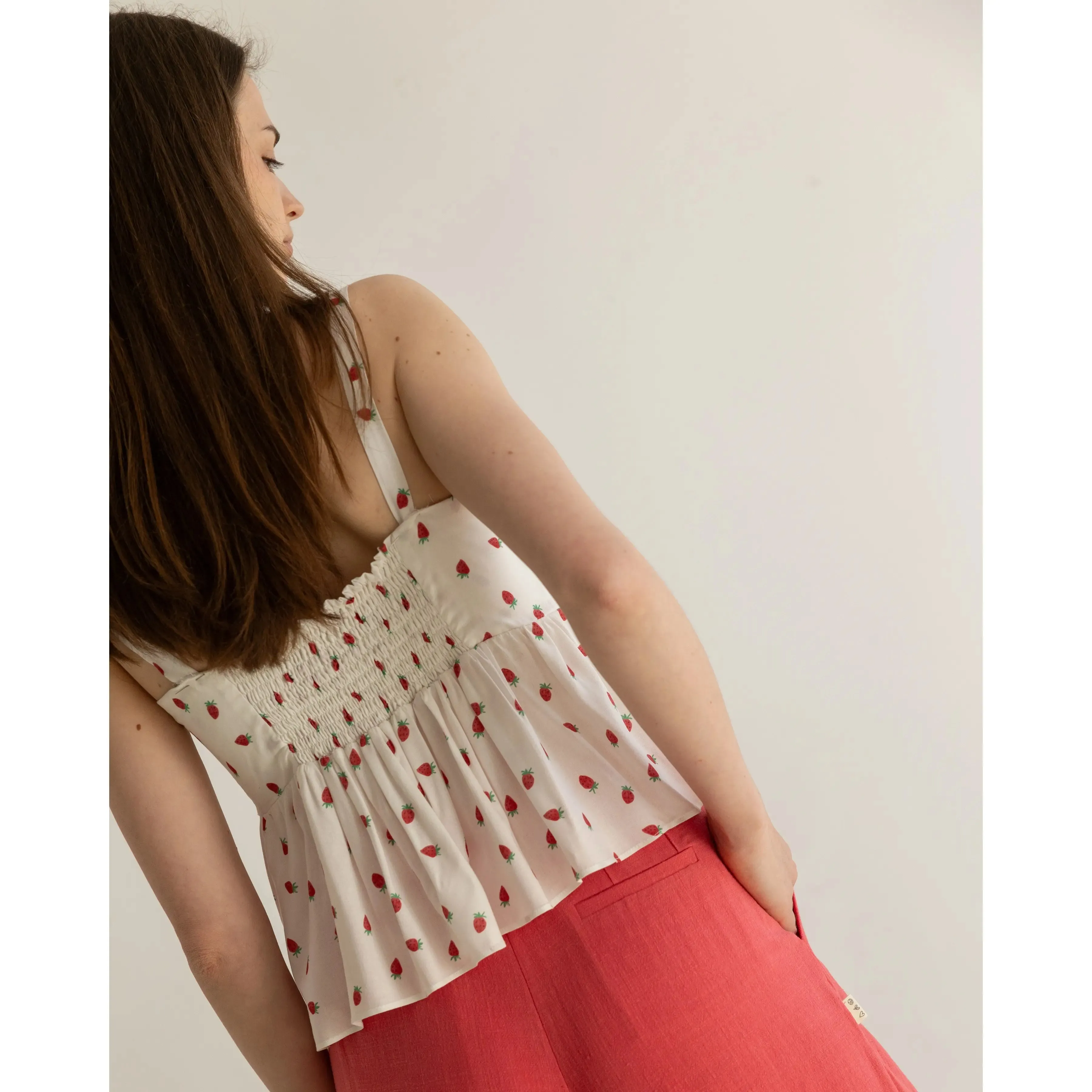 Strawberry Print Cocktail Top White sold by Ivalo.com product image thumbnail 2