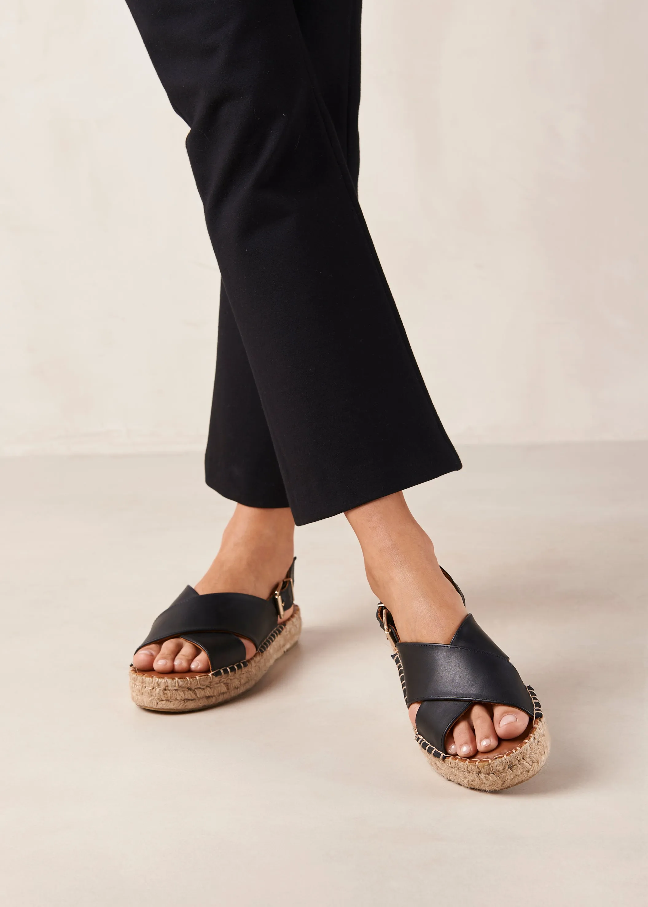 Crossed Leather Espadrille Sandals Black sold by Ivalo.com product image thumbnail 3