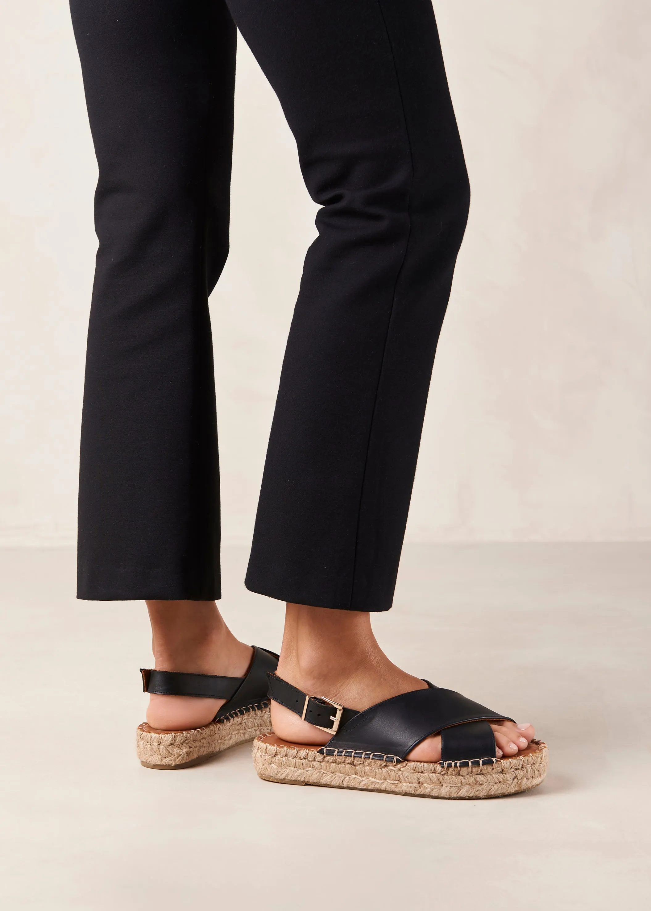 Crossed Leather Espadrille Sandals Black sold by Ivalo.com product image thumbnail 4