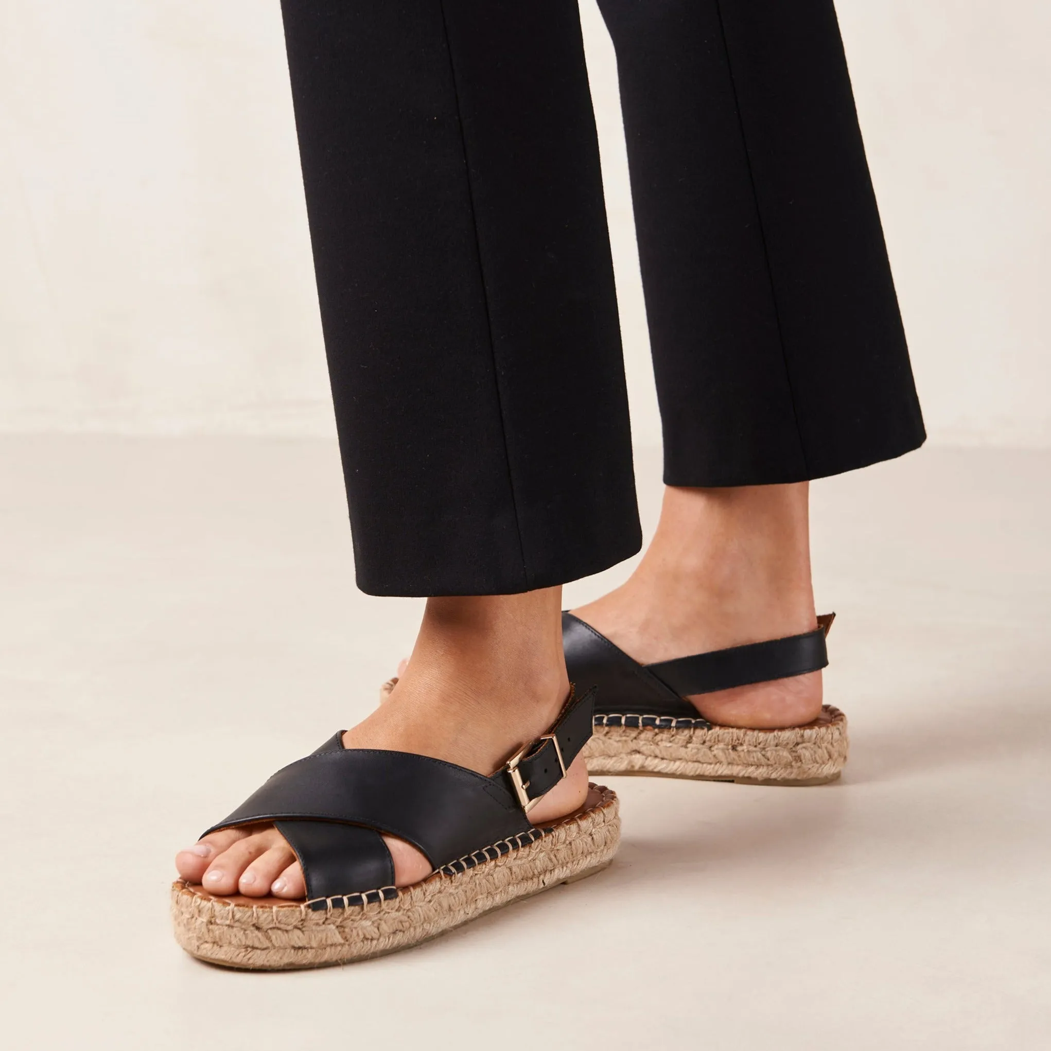 Crossed Leather Espadrille Sandals Black sold by Ivalo.com product image thumbnail 2