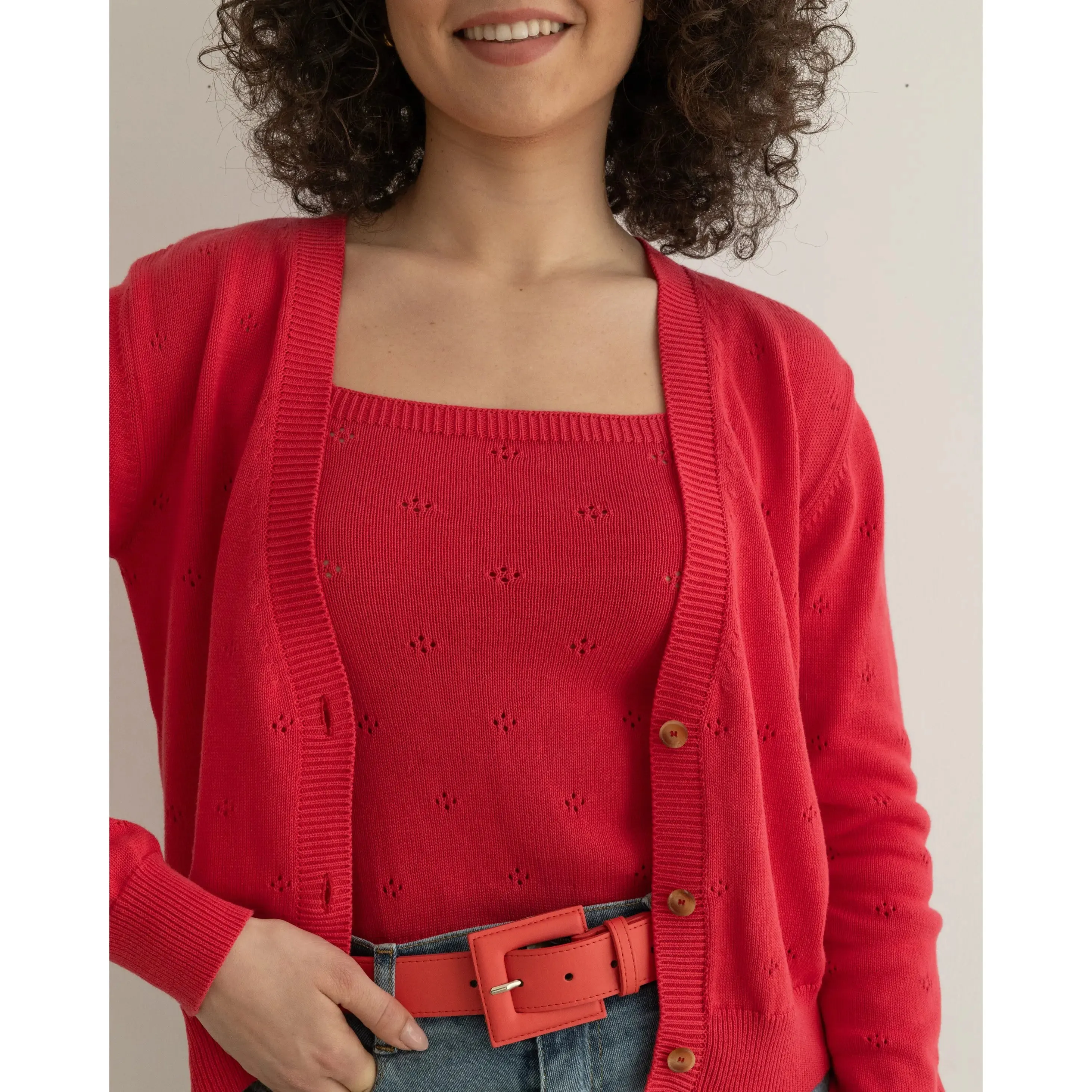 Cardigan & Sleeveless Top Set Coral sold by Ivalo.com product image thumbnail 2