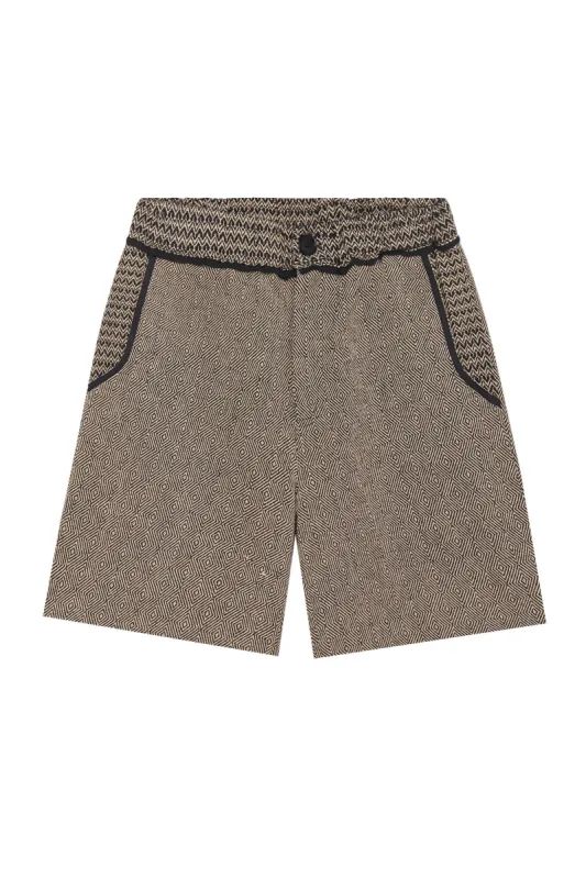 Joey Hand Loomed Cotton Patchwork Shorts Beige sold by Ivalo.com
