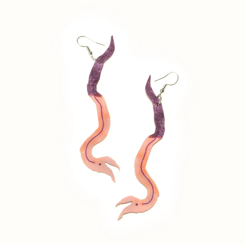 My Worms, My Friends #2 Earrings Pink-Purple sold by Ivalo.com