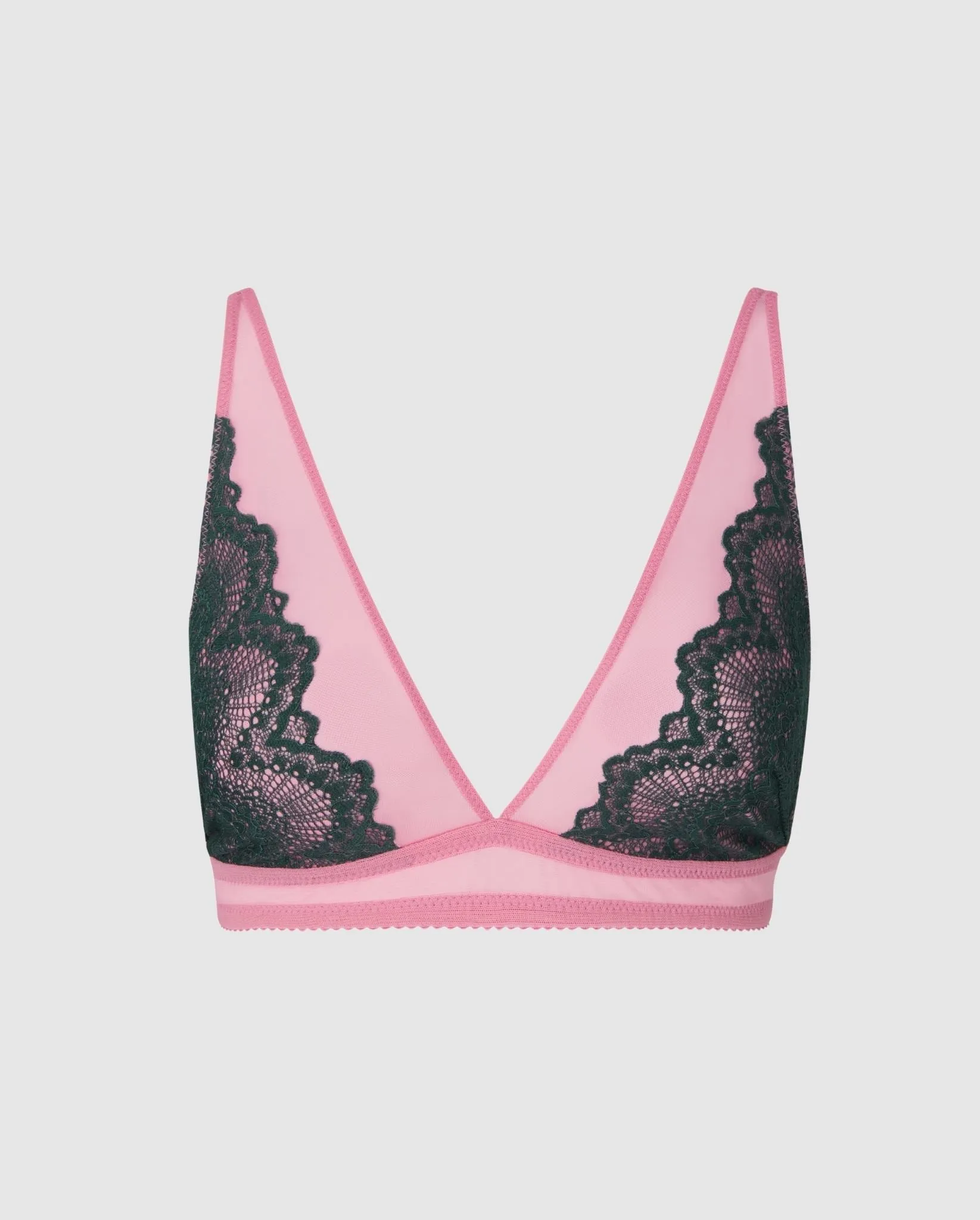 Lace Mesh Plunge Bralette Pine/Candy Pink sold by Ivalo.com