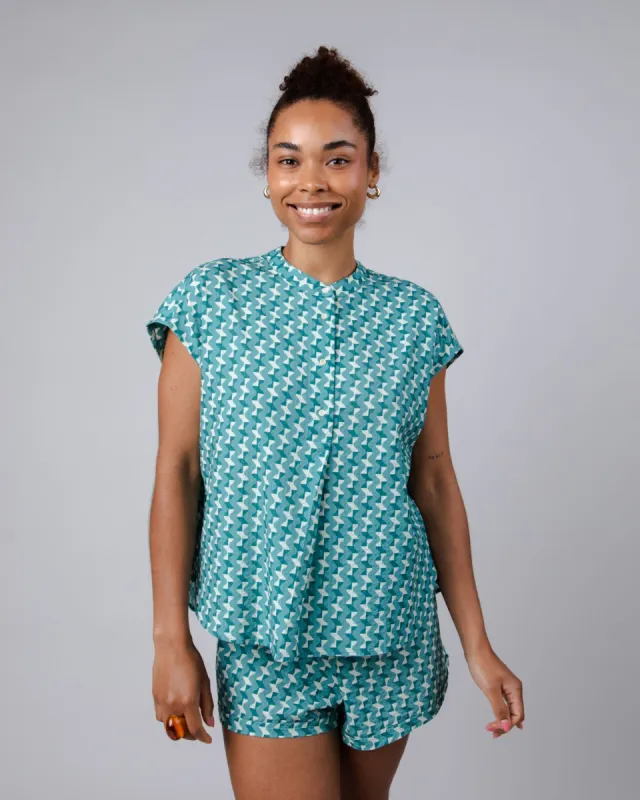 Mao Tiles Oversize Cotton Blouse Ocean Blue sold by Ivalo.com