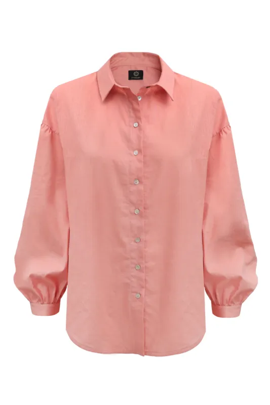 Summer Linen Button-up Shirt Peach sold by Ivalo.com