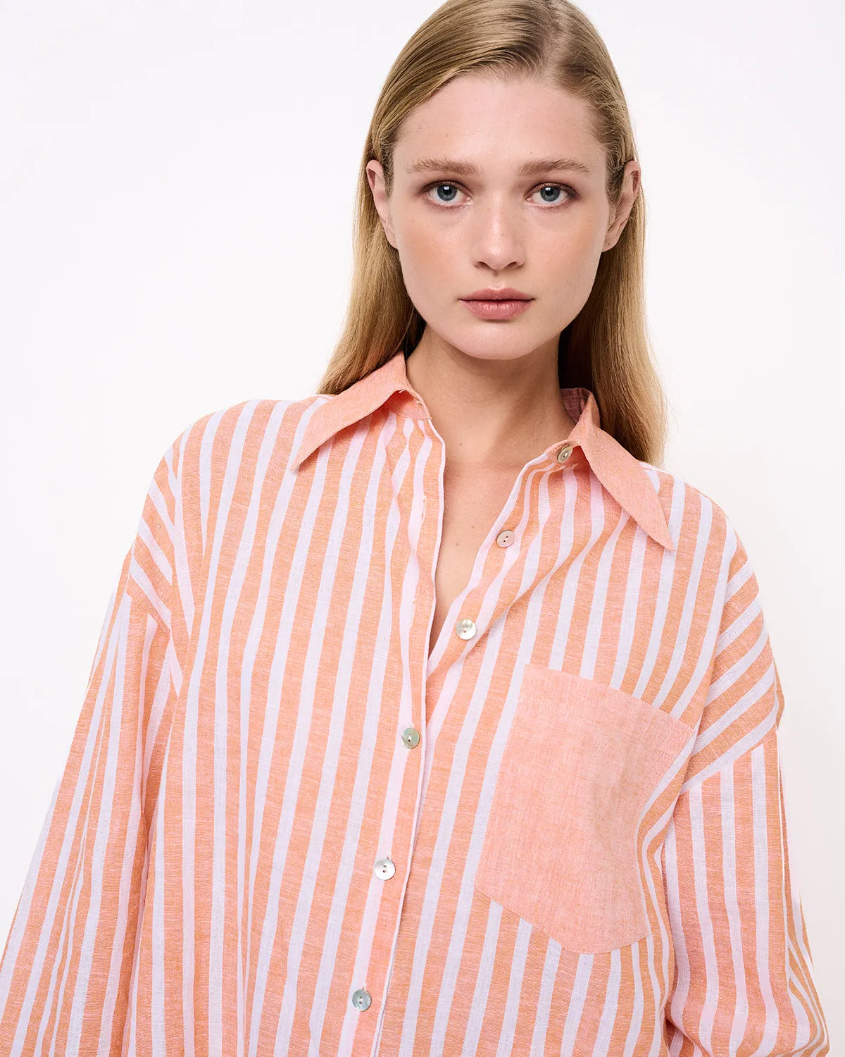 Peach Striped Button-up Shirt sold by Ivalo.com product image thumbnail 3