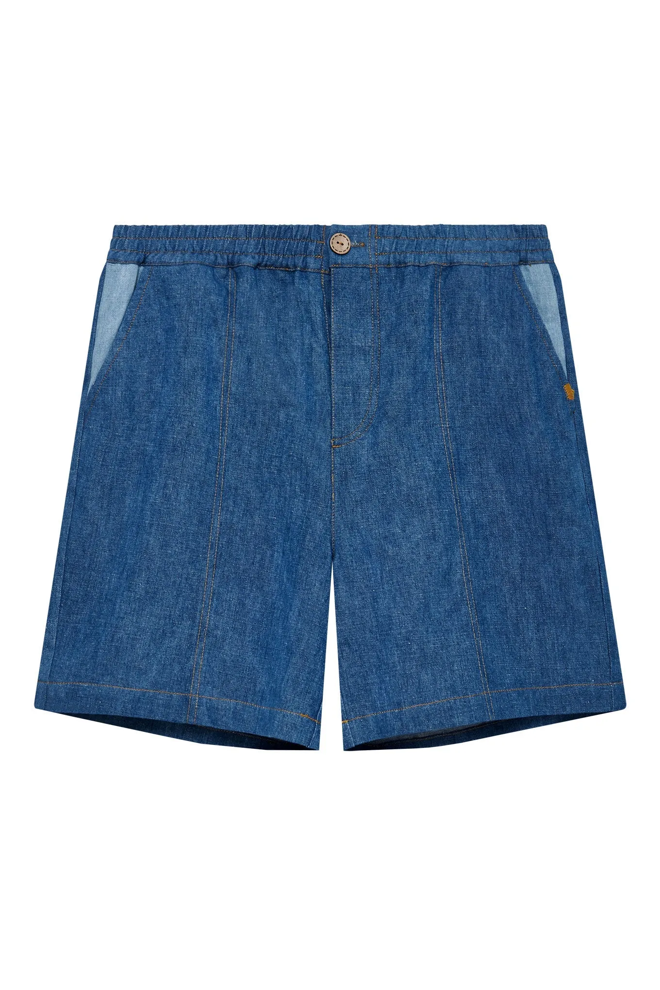Mario Linen Shorts Patchwork Blue sold by Ivalo.com
