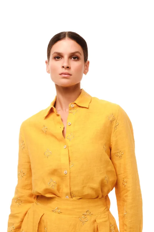 Embroidered Button-up Linen Shirt sold by Ivalo.com
